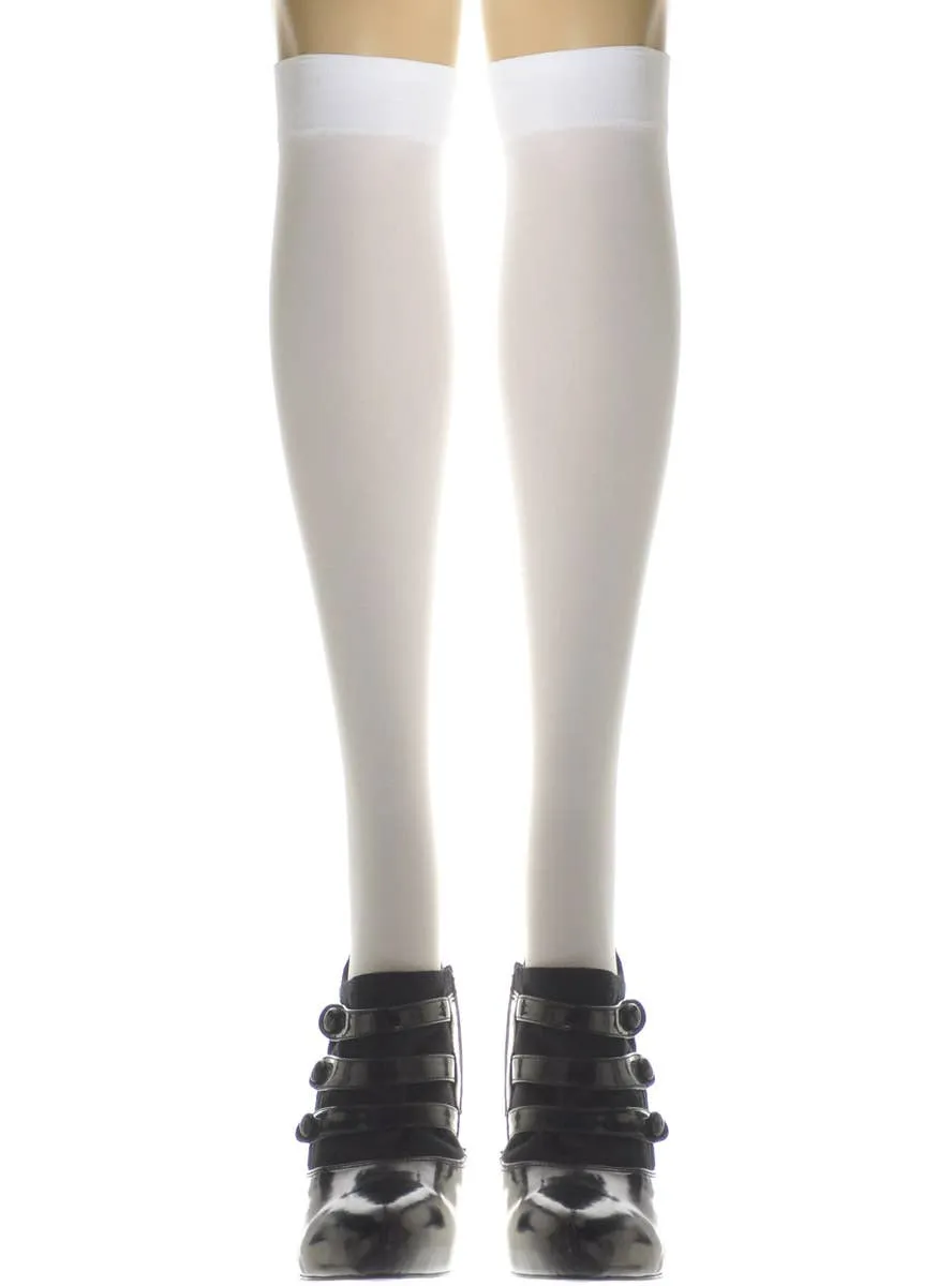 Knee High Womens Opaque White Costume Stockings