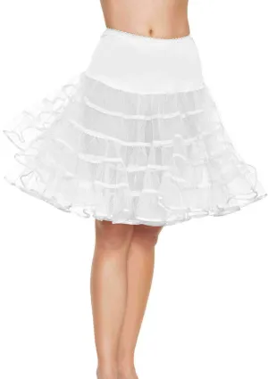 Knee Length White Ruffled Mesh Petticoat
