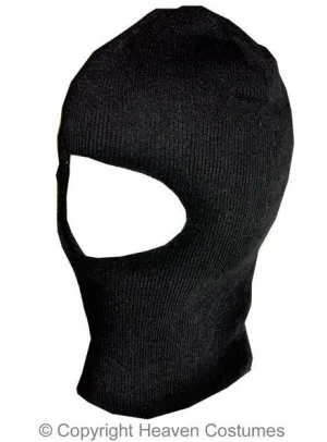 Knitted Black Balaclava Costume Headpiece