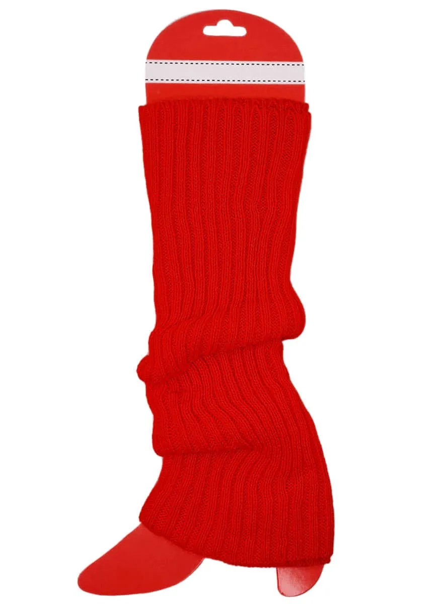 Knitted Look Red Leg Warmers Costume Accessory