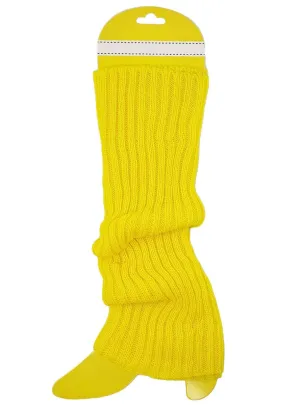 Knitted Look Yellow Leg Warmers Costume Accessory