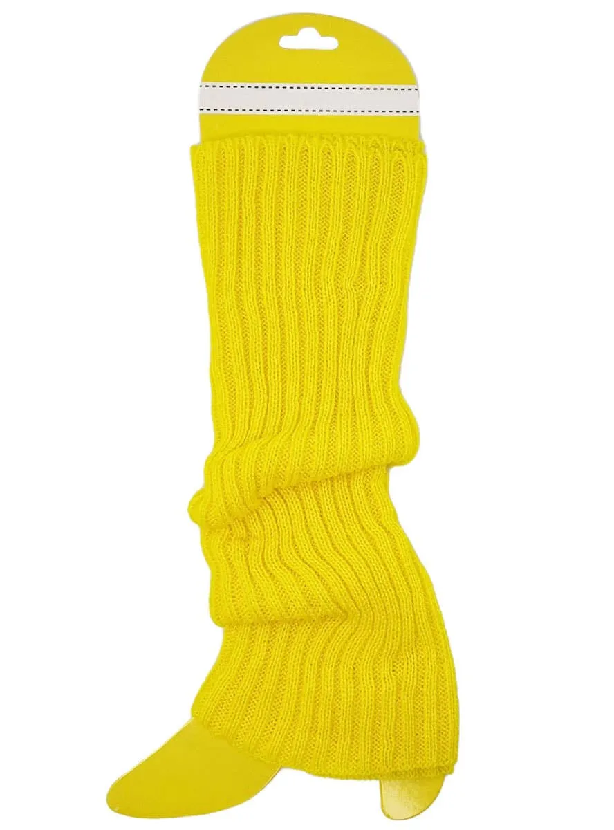 Knitted Look Yellow Leg Warmers Costume Accessory