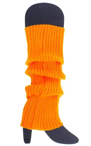 Knitted Neon Orange 80s Leg Warmers