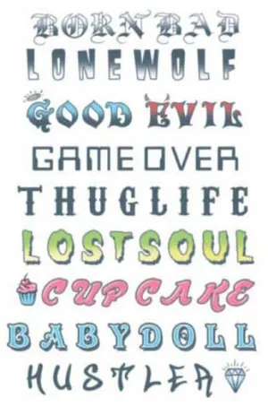 Knuckle Phrases Temporary Costume Tattoos