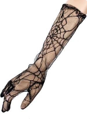 Lace Black Spider Web Halloween Costume Gloves