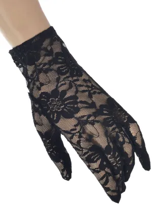 Lace Black Womens 80s Costume Gloves