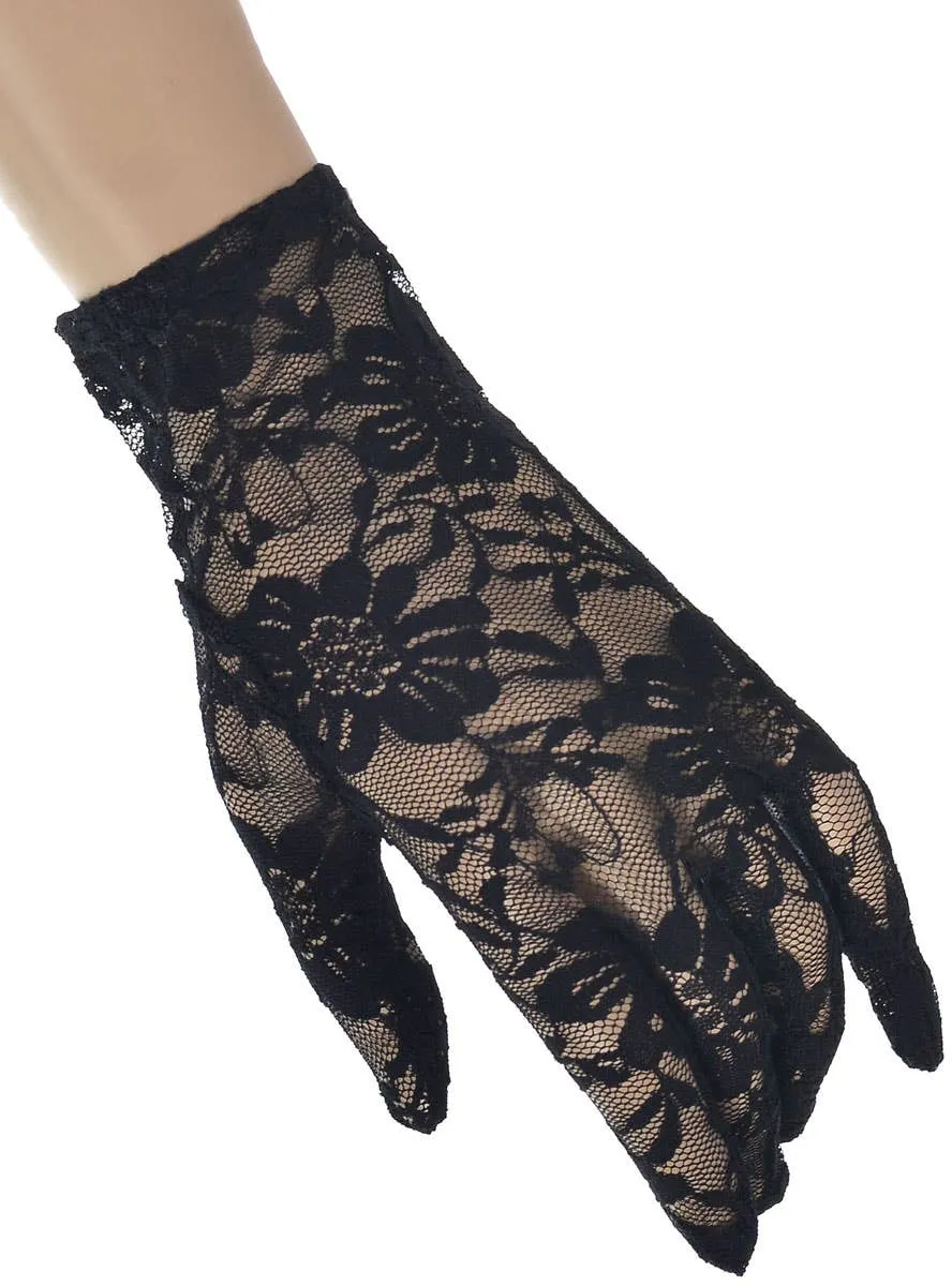 Lace Black Womens 80s Costume Gloves