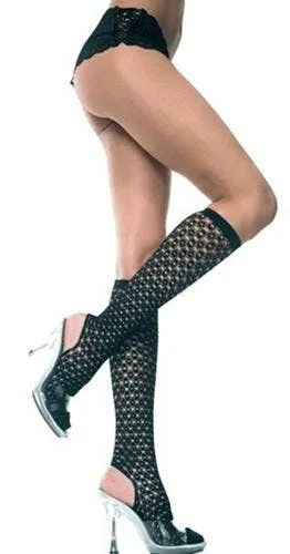 Lace Knee High With Open Heel