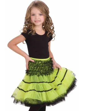 Lace Trimmed Girls Black and Green Petticoat