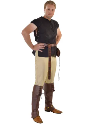 Lace Up Black Suede Mens Medieval Costume Shirt