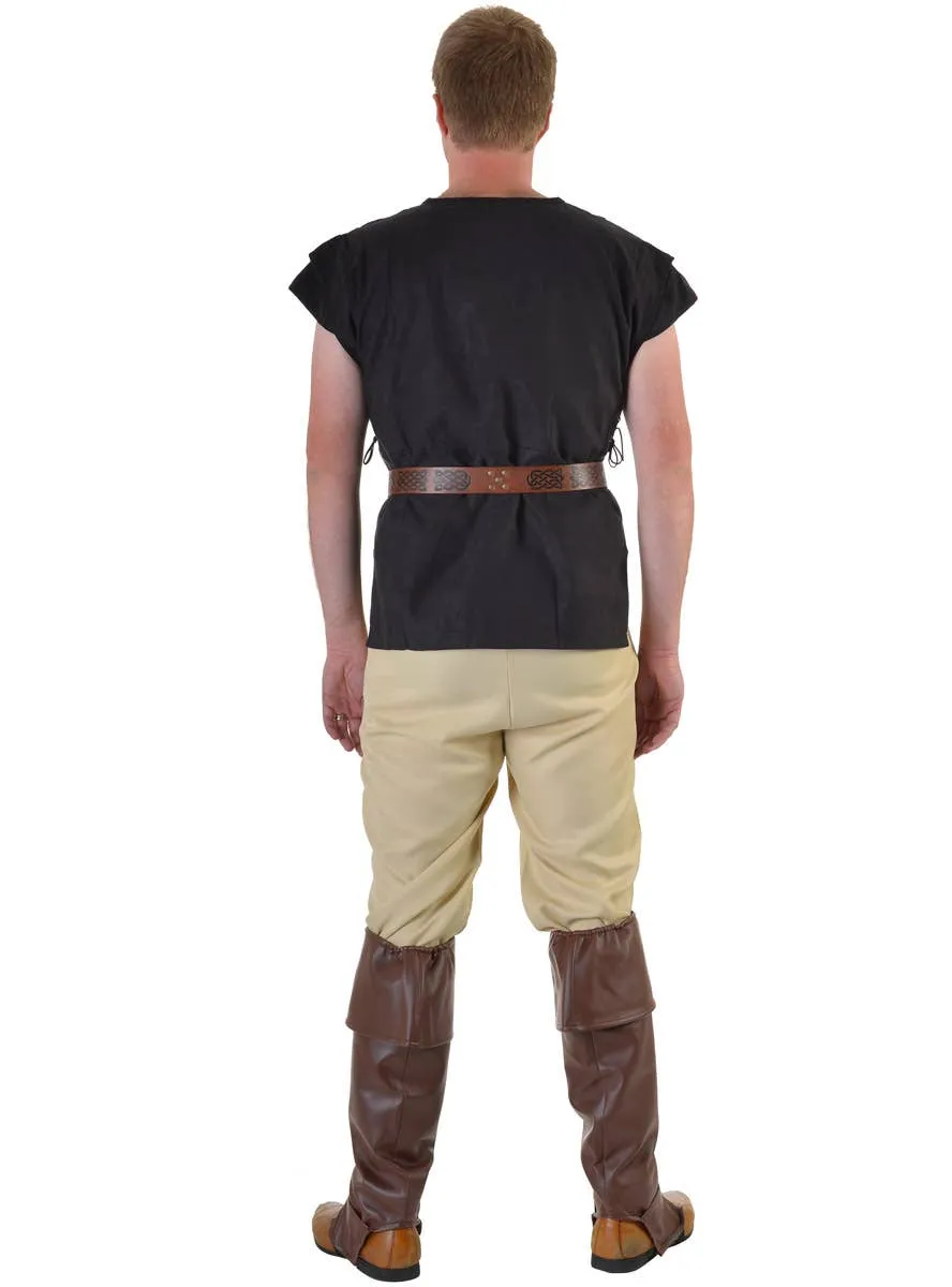 Lace Up Black Suede Mens Medieval Costume Shirt