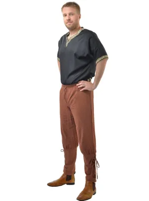 Lace Up Brown Medieval Mens Costume Pants