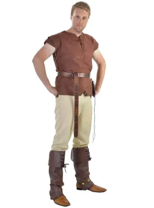 Lace Up Brown Suede Mens Medieval Costume Shirt