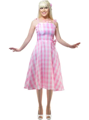 Lace Up Womens Pink Gingham Barbie Costume