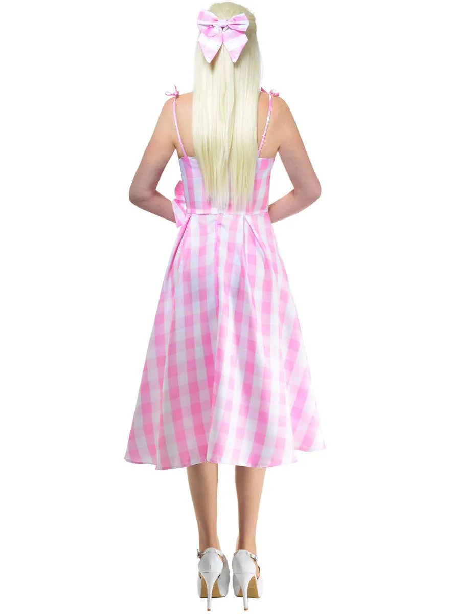 Lace Up Womens Pink Gingham Barbie Costume