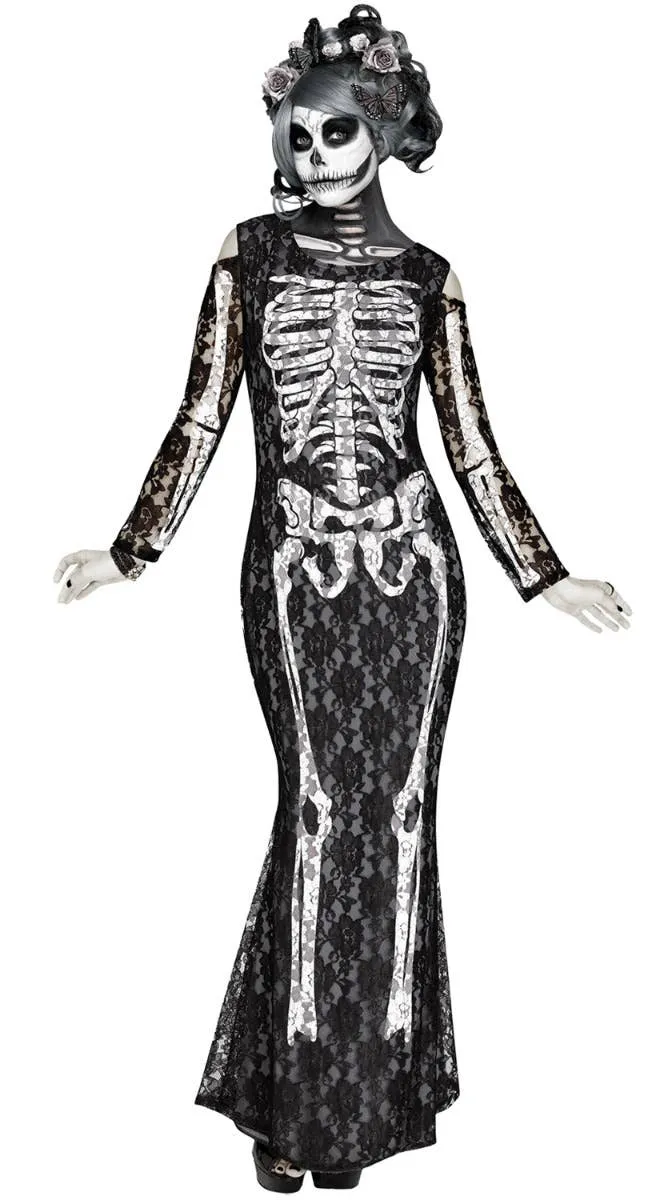 Lacy Bones Womens Skeleton Halloween Costume