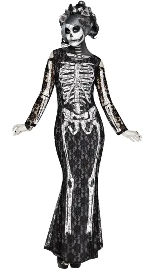 Lacy Bones Womens Skeleton Halloween Costume