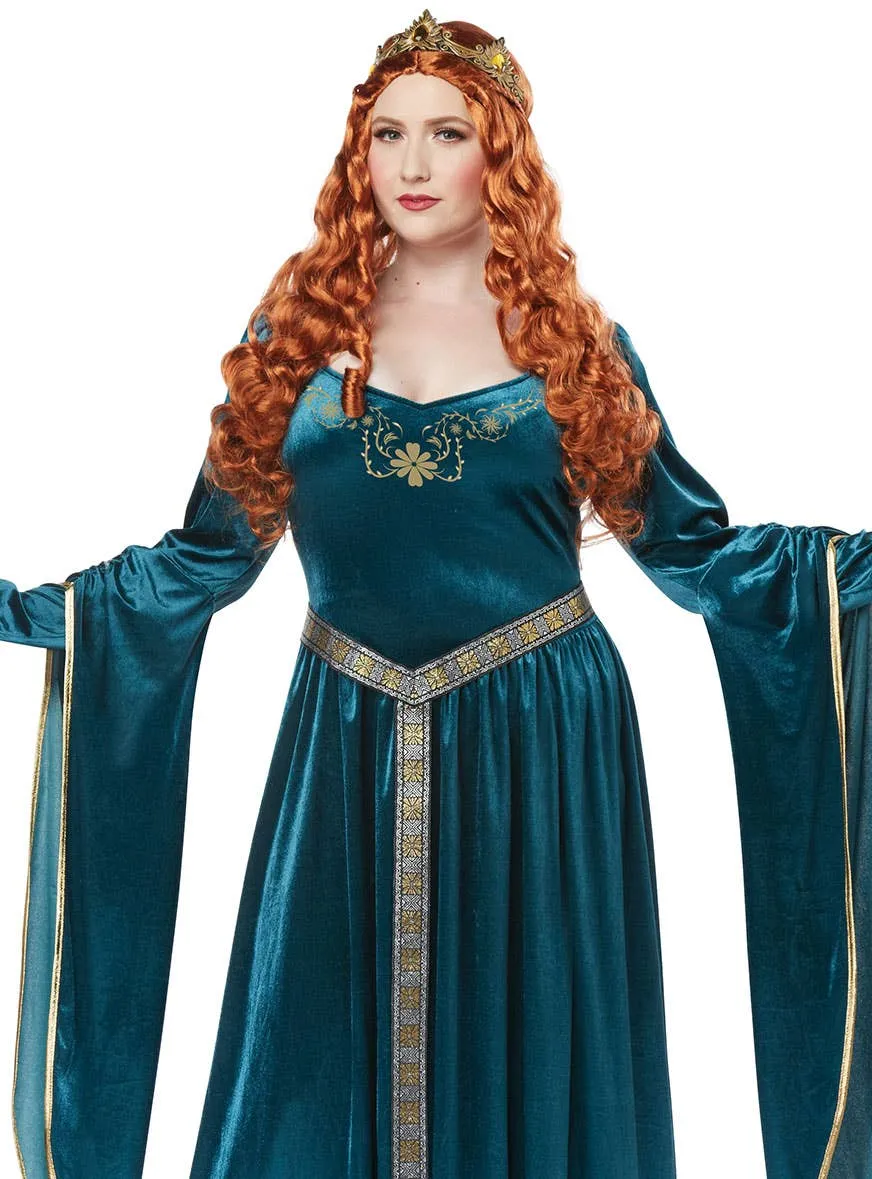 Lady Guinevere Plus Size Womens Teal Medieval Costume