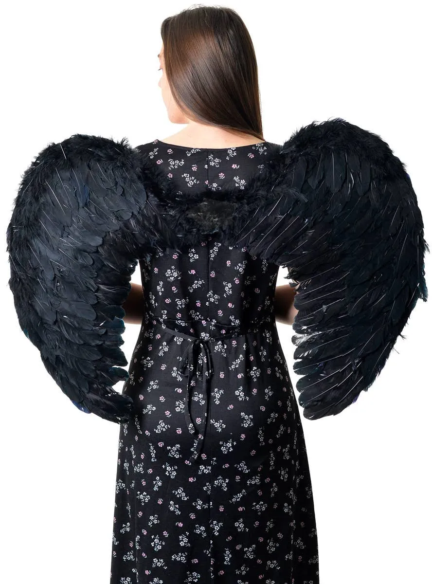 Large 80cm Feather Black Angel Costume Wings