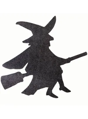 Large Black Glitter Witch Cut Out Halloween Decoration