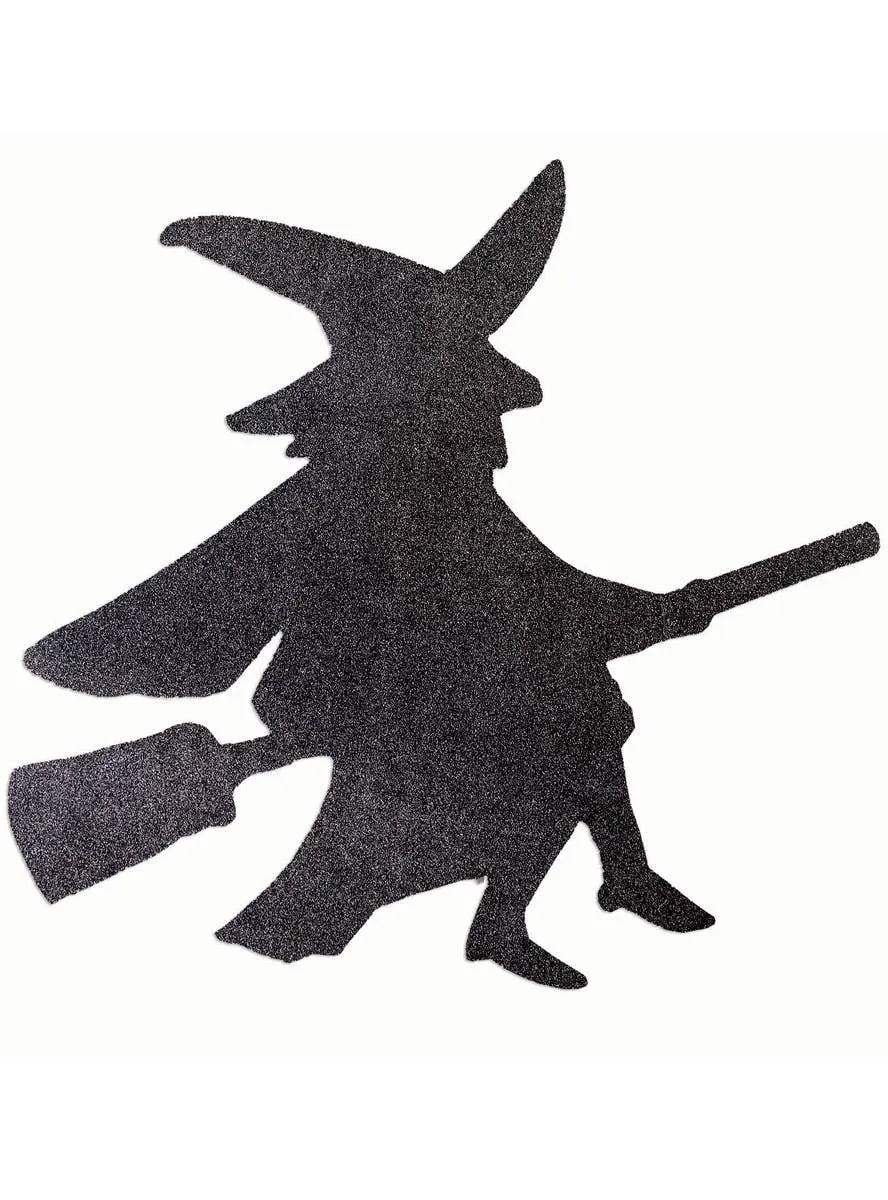 Large Black Glitter Witch Cut Out Halloween Decoration