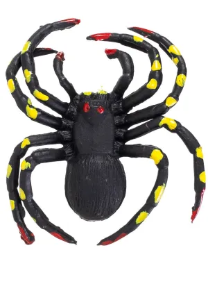 Large Black Halloween Spider with Red and Yellow Markings