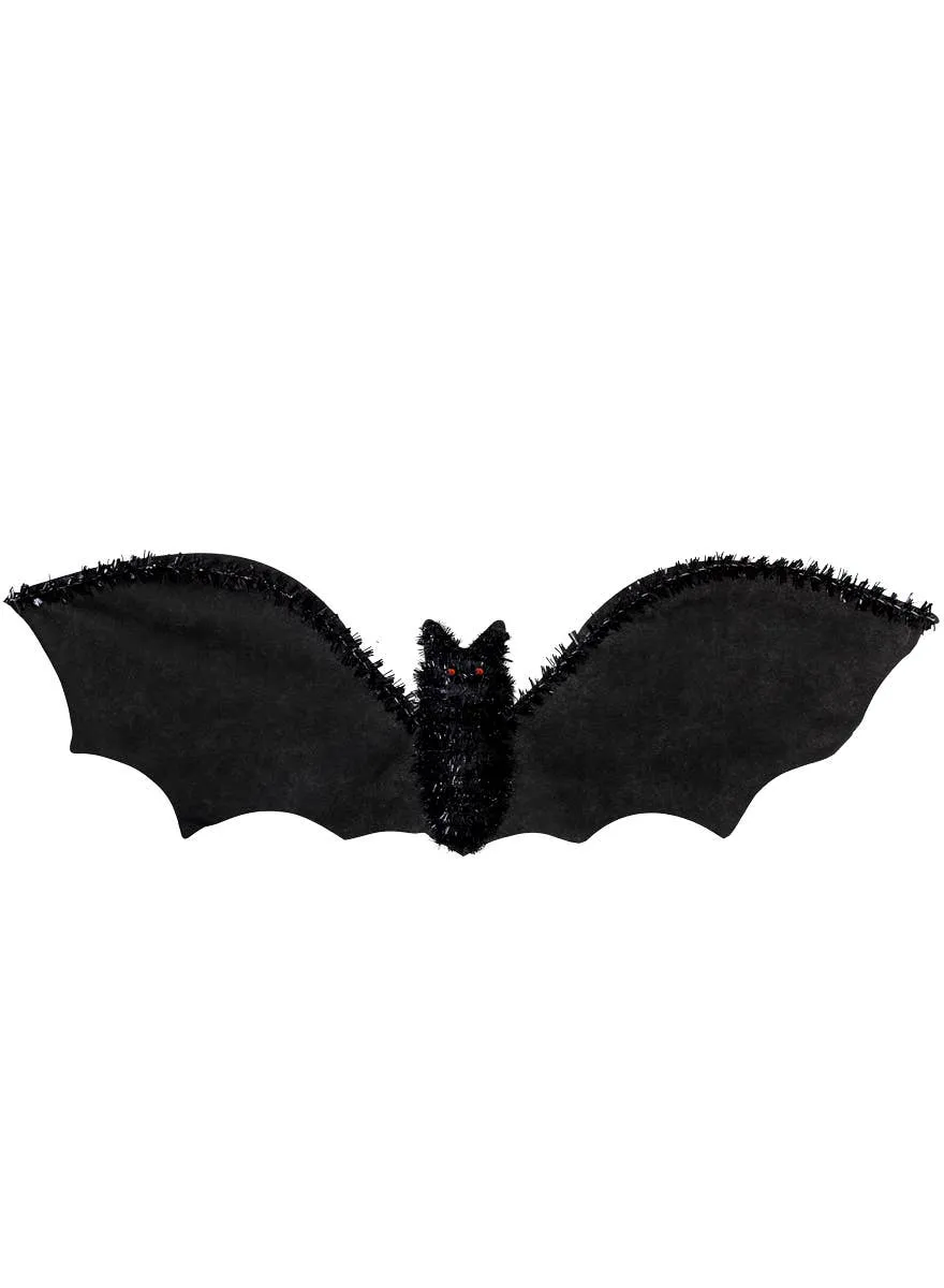 Large Black Tinsel Bat Halloween Decoration