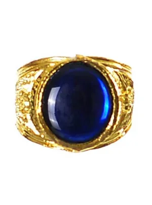 Large Blue Jewel Gold Ring Costume Jewellery