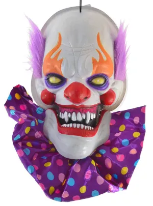 Large Clown Head Hanging Animated Halloween Decoration