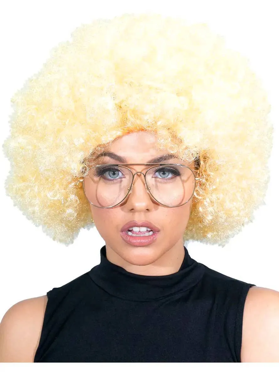 Large Curly Blonde Afro Adults Costume Wig