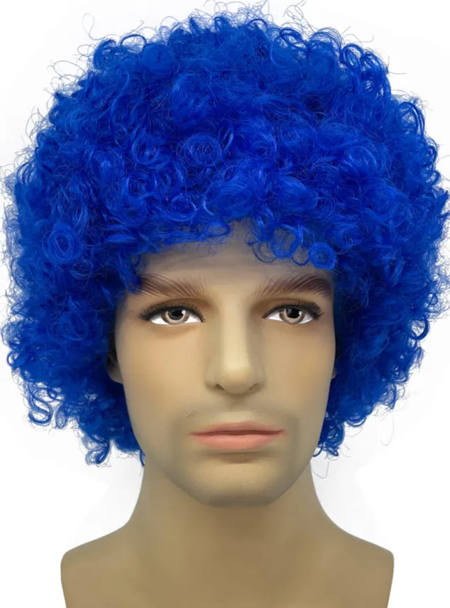 Large Curly Blue Afro Costume Wig