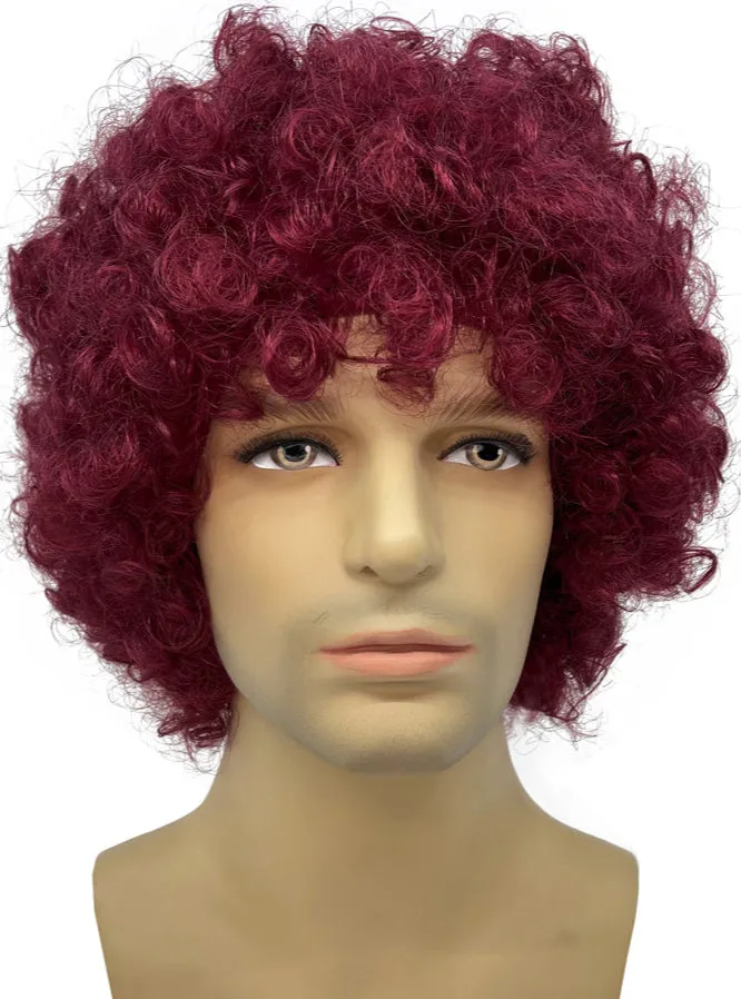 Large Curly Maroon Afro Costume Wig