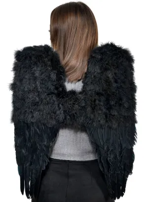 Large Deluxe Dark Angel Black Feather Costume Wings