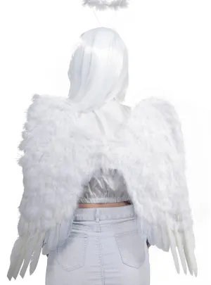Large Fluffy White Feather Angel Costume Wings