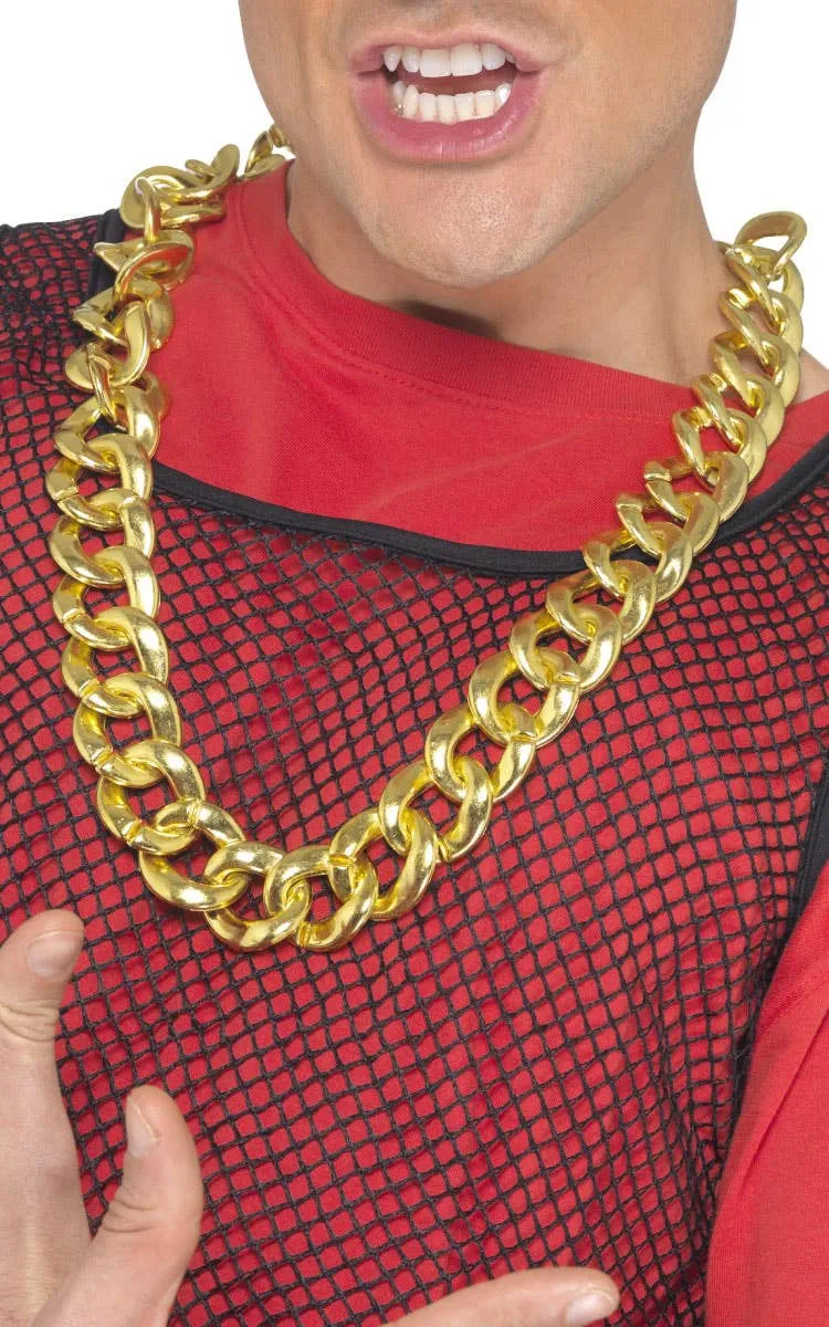 Large Gold Bling Chain Costume Accessory Necklace