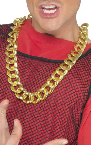 Large Gold Bling Chain Costume Accessory Necklace