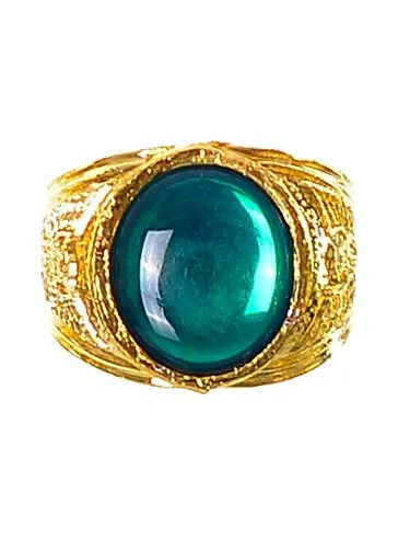 Large Green Jewel Gold Ring Costume Jewellery