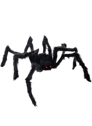 Large Light Up Hairy Black Spider Halloween Decoration