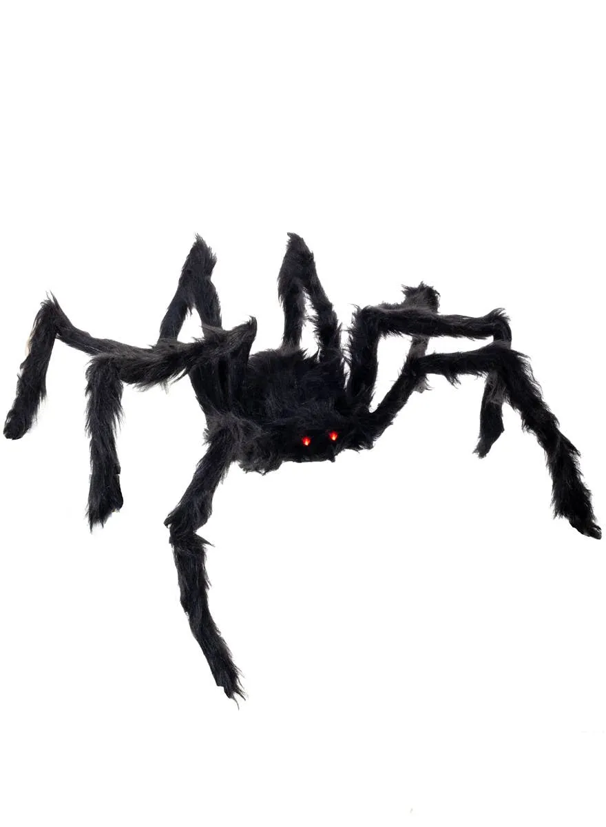Large Light Up Hairy Black Spider Halloween Decoration