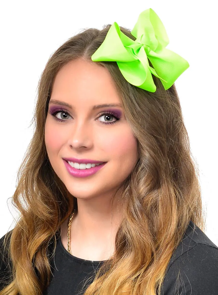 Large Neon Green Hair Bow 80s Costume Accessory