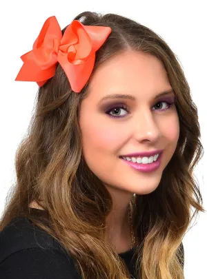 Large Neon Orange Hair Bow 80s Costume Accessory