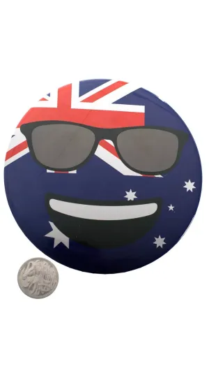 Large Novelty Australia Day Cool Dude Emoji Badge