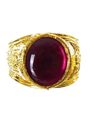 Large Purple Jewel Gold Ring Costume Jewellery