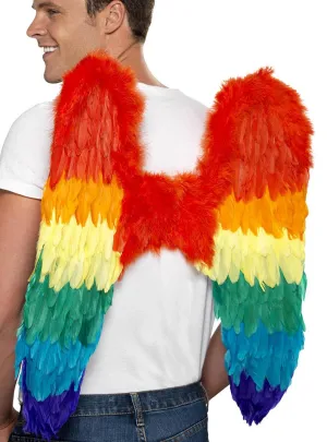 Large Rainbow Feather Mens Mardi Gras Angel Wings