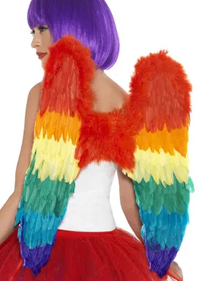 Large Rainbow Feather Womens Mardi Gras Angel Wings