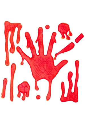 Large Red Hand Print and Blood Halloween Window Clings