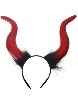 Large Red Metallic Devil Horns Costume Headband