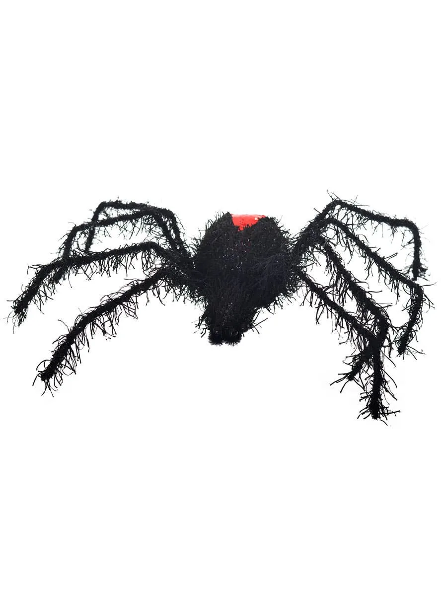 Large Shaggy Black Redback Spider Halloween Decoration