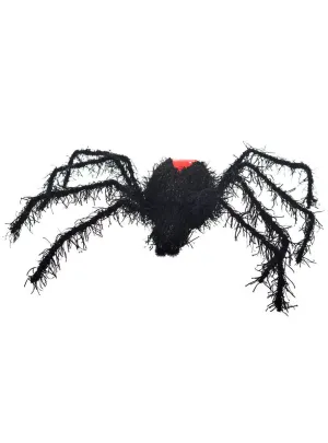 Large Shaggy Black Redback Spider Halloween Decoration