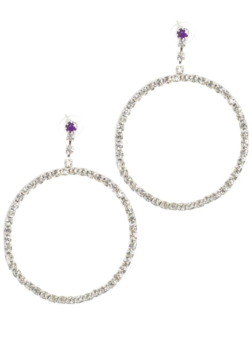 Large Sparkly Diamante Hoop Costume Earrings